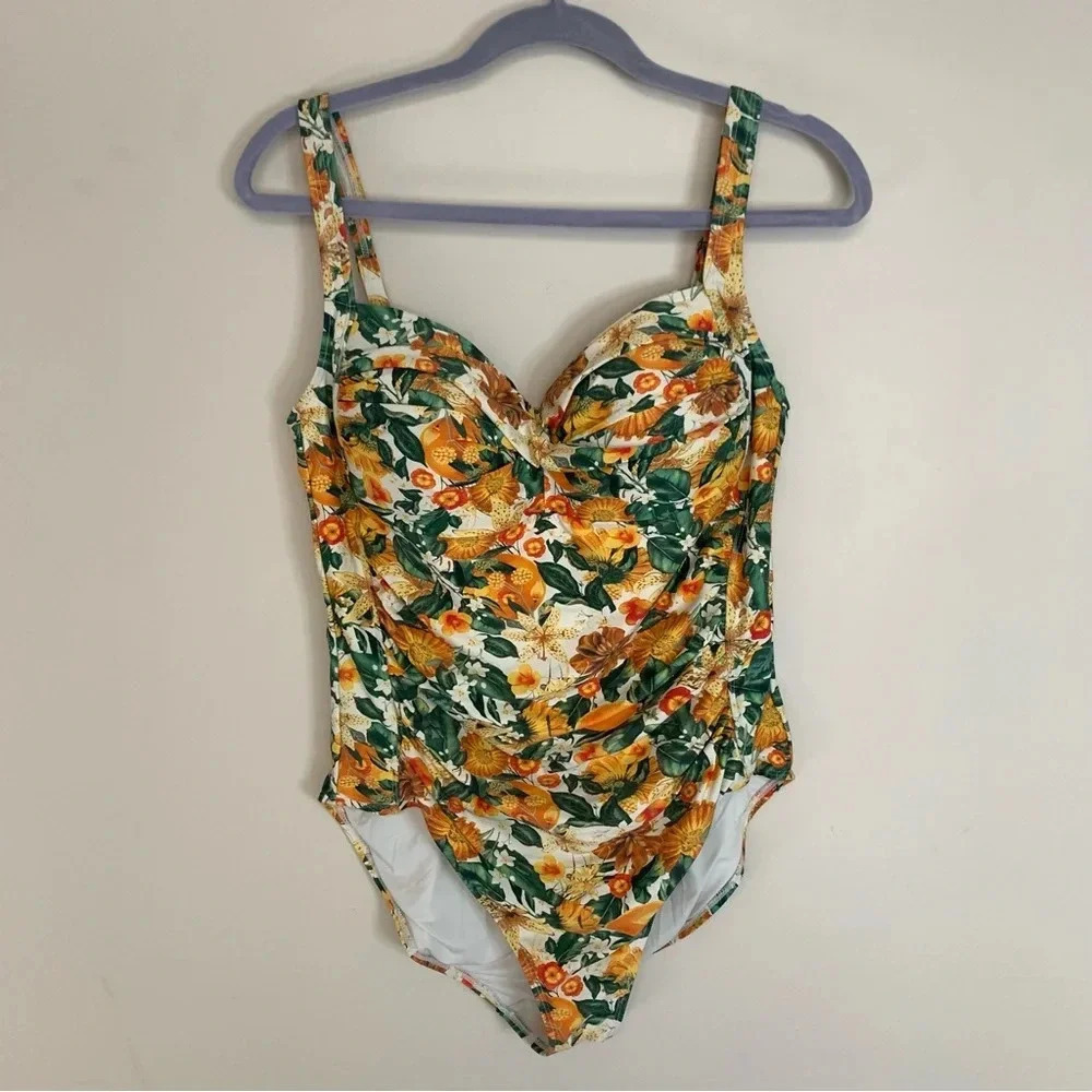 Niptuck Orange Brown One Piece Bathing Suit 12 - Picture 1 of 8